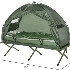 all-in-one folding camping cot with tent, air mattress and sleeping bag