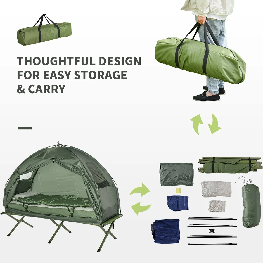 all-in-one folding camping cot with tent, air mattress and sleeping bag - Image 3